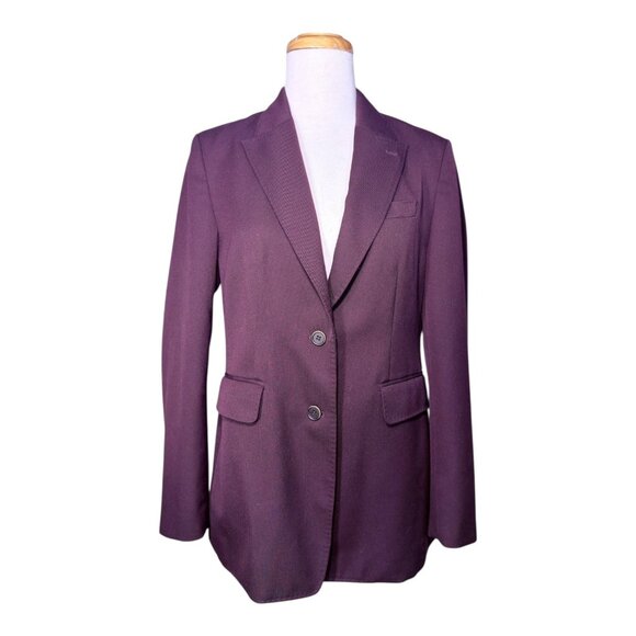 Ines De La Fressange Uniqlo Womens Burgundy Blazer Size M Two-Button Lined - Picture 9 of 9